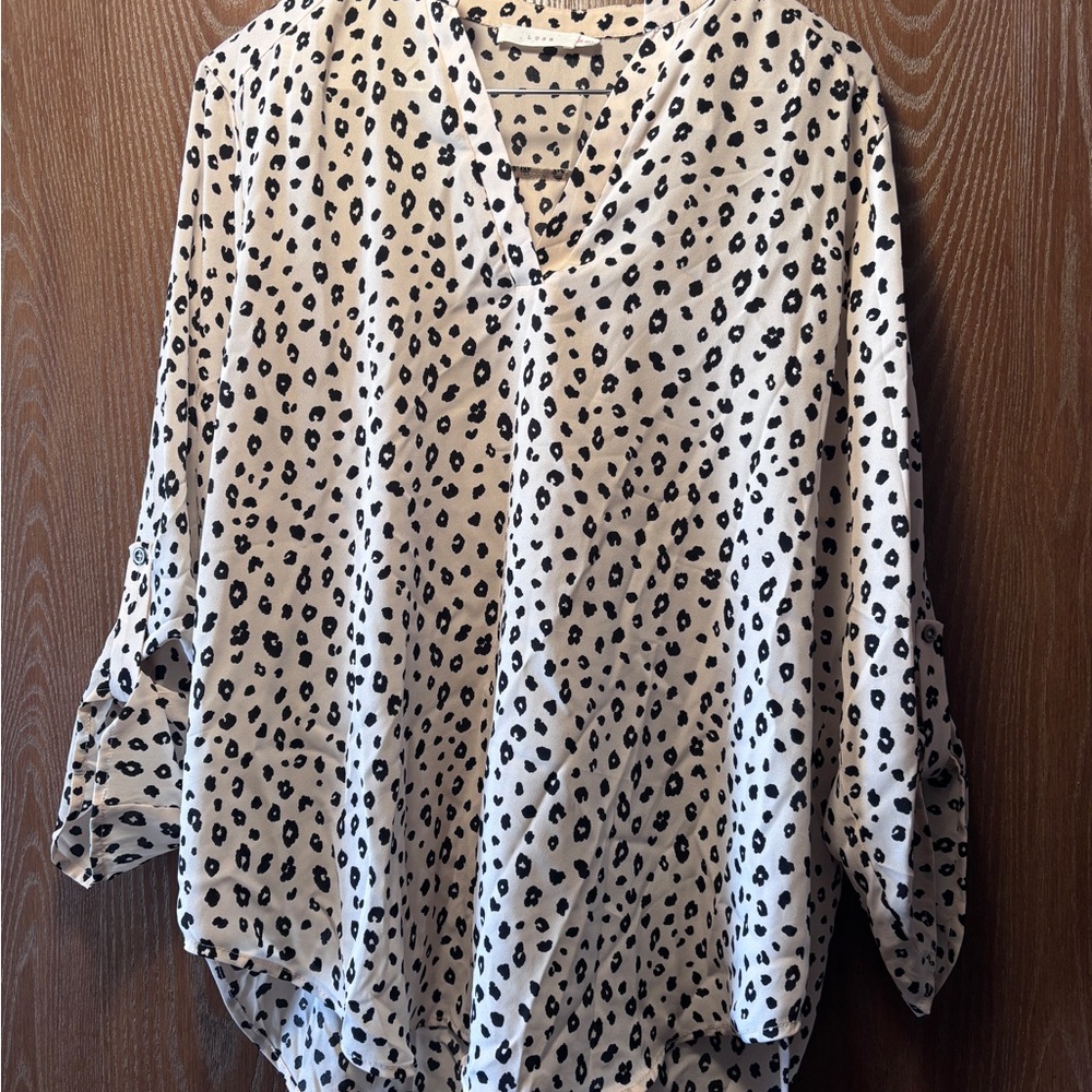Lush Cream and Black Leopard Print Blouse